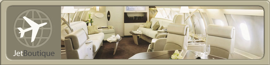 Site Logo and Airbus Corporate Jet cabin