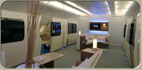 A380 cabin interior - Lounge Area A350 cabin interior - Lounge Area